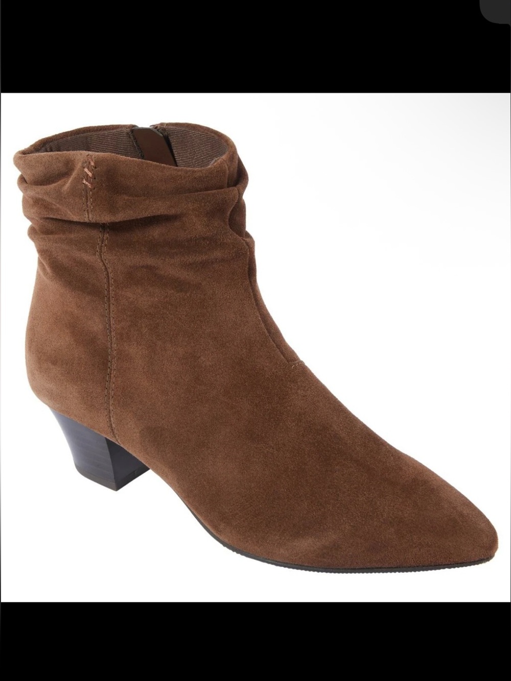 Clarks Teresa Ankle Boots Women's Size 8.5 Brown Suede Pointed-Toe Heel Boho
